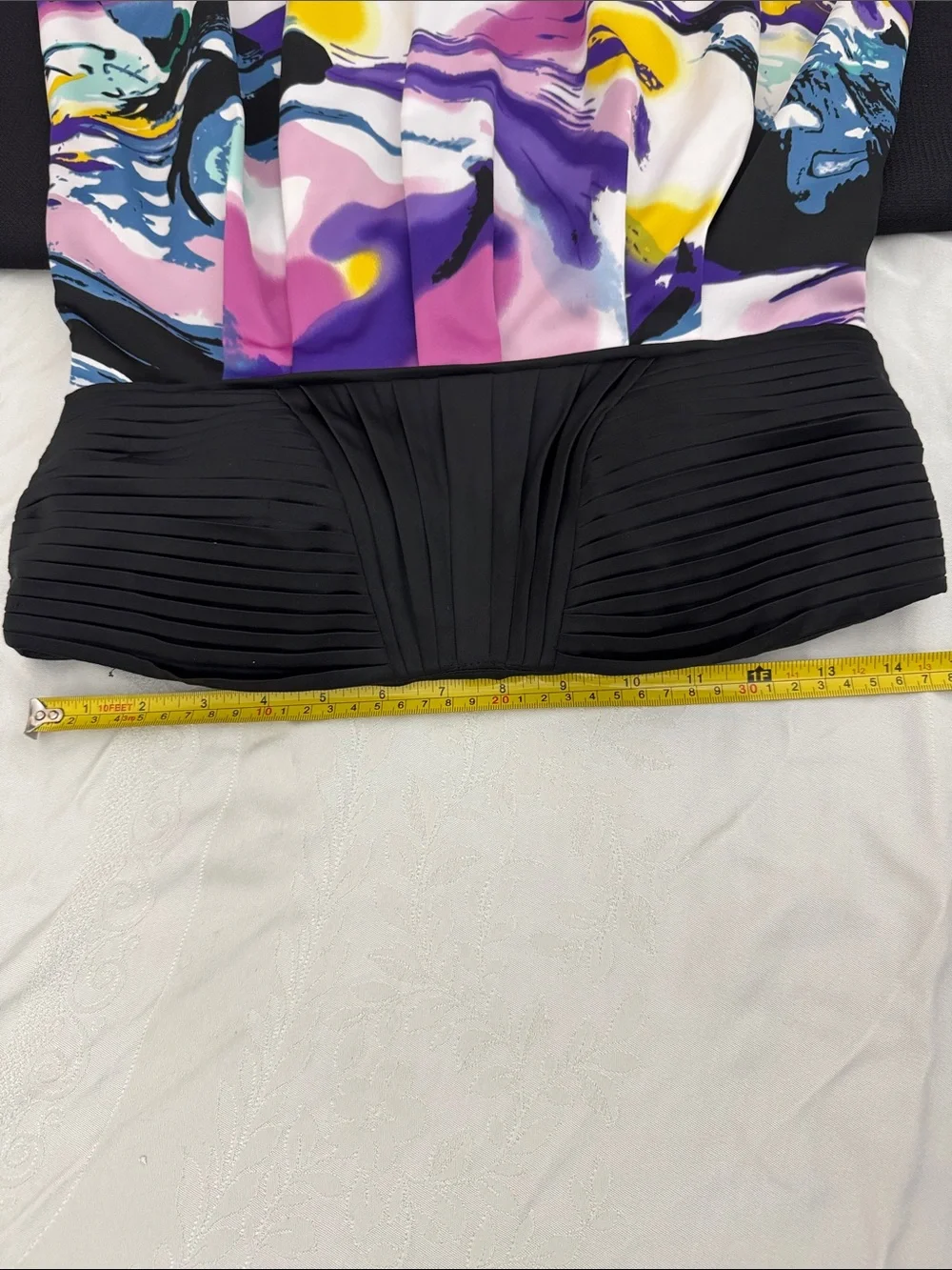 Gianni Bini strapless maxi dress with vibrant abstract watercolor.  (OlCC)